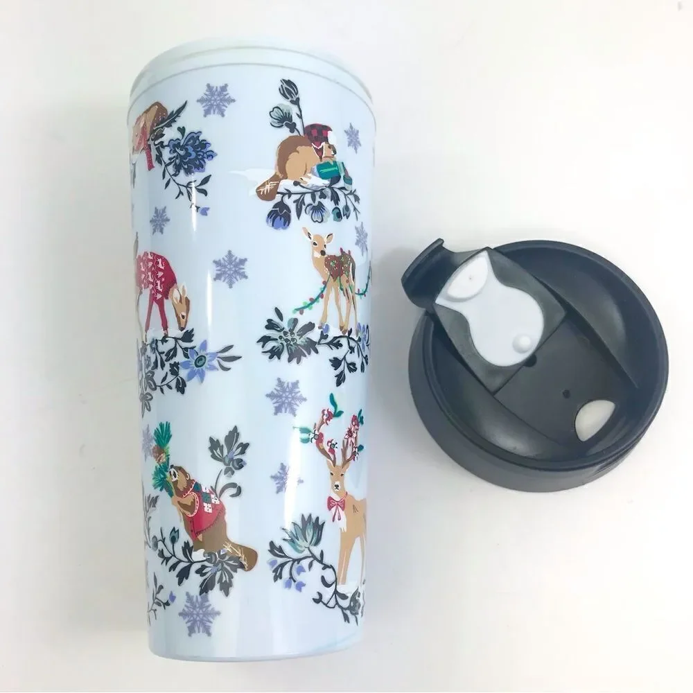 Vera Bradley Winter Wonderland Woodland Animal Flip Top To Go Travel Tumbler